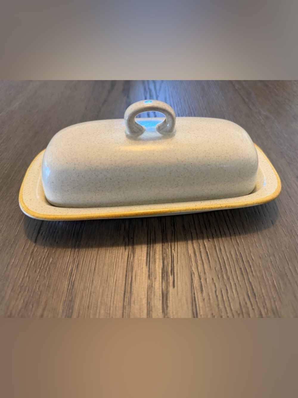 Hearthskle Garden Festival Butter Dish & Lid Stoneware Japan Beige Handcrafted
